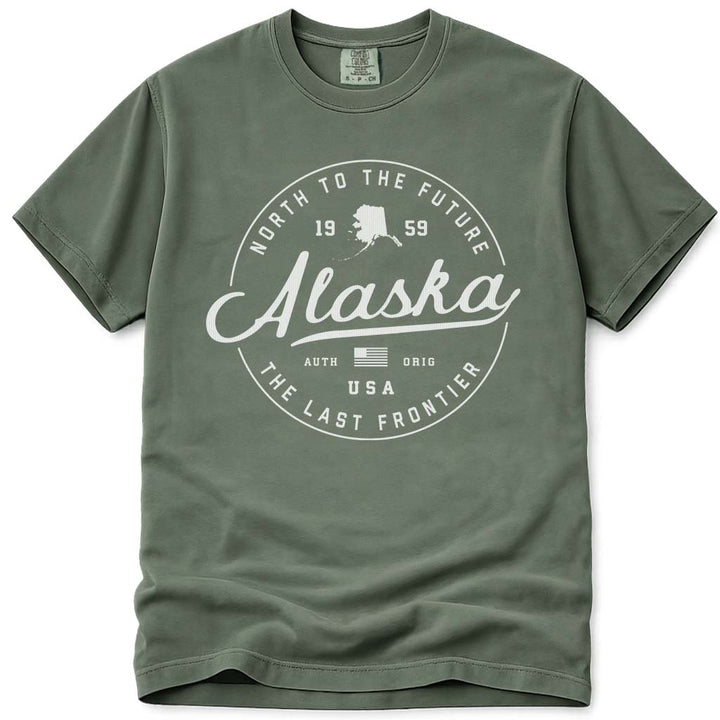 Alaska T Shirt, The Last Frontier - Moss