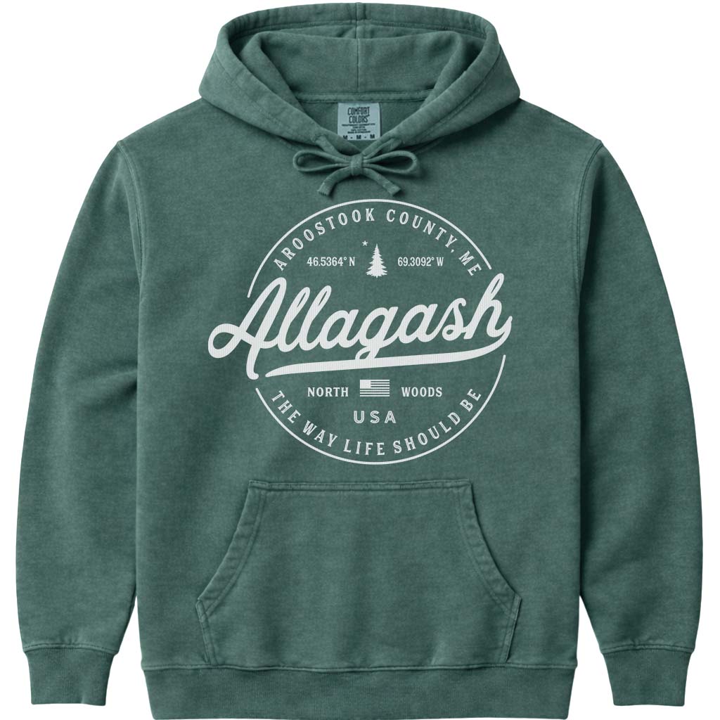 Allagash Maine Vacation Hoodie Sweatshirt - Blue Spruce