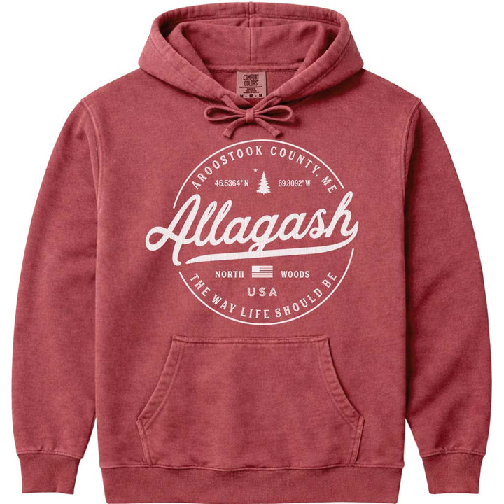 Allagash Maine Vacation Hoodie Sweatshirt - Crimson