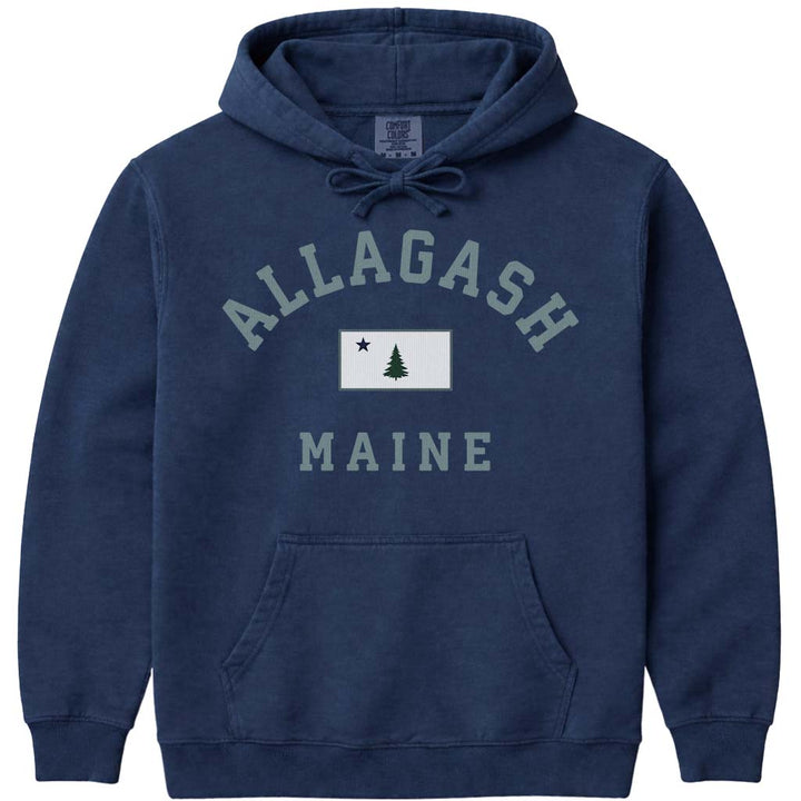 Allagash Maine Arched Flag Hoodie - Navy