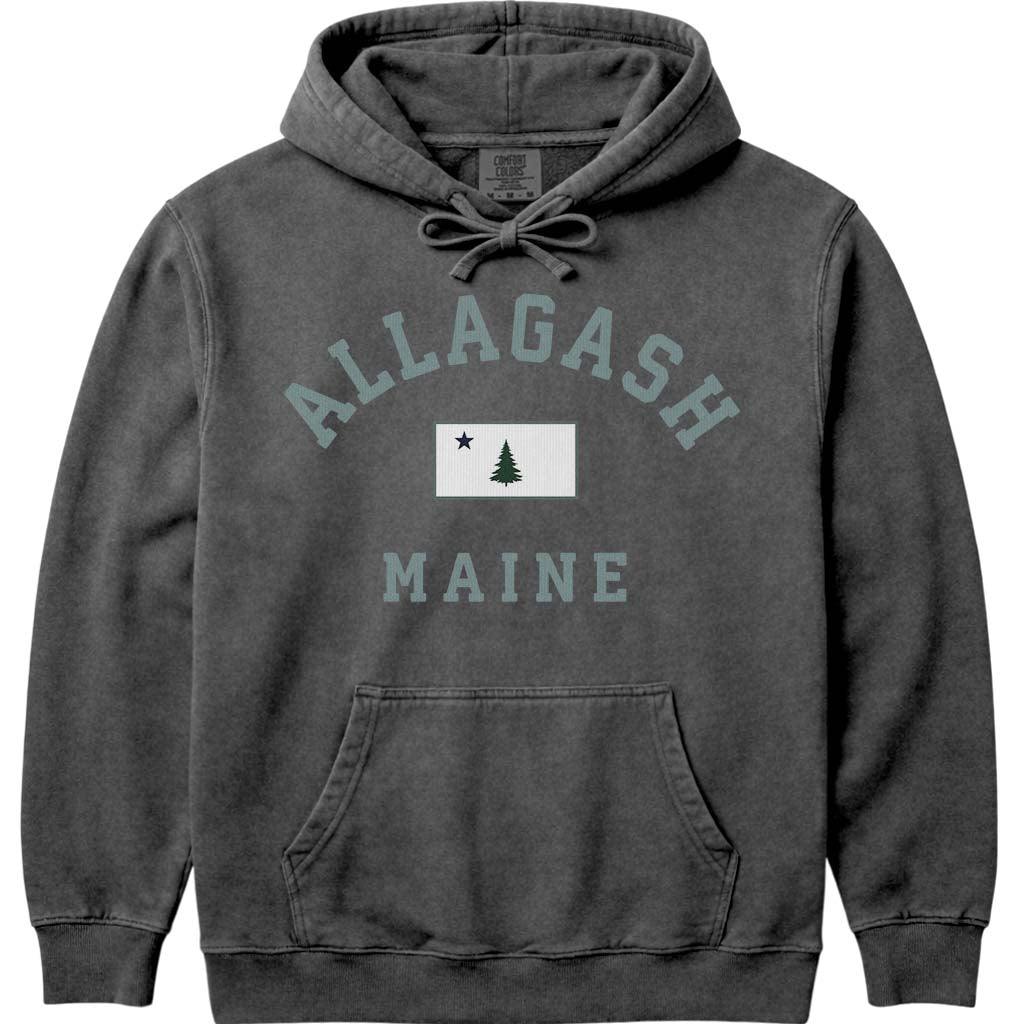 Allagash Maine Arched Flag Hoodie - Pepper