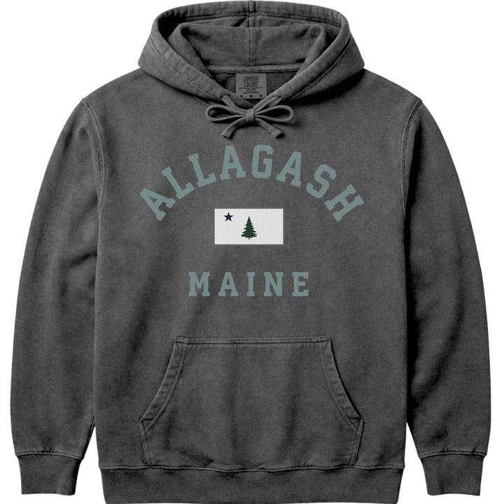 Allagash Maine Arched Flag Hoodie - Pepper