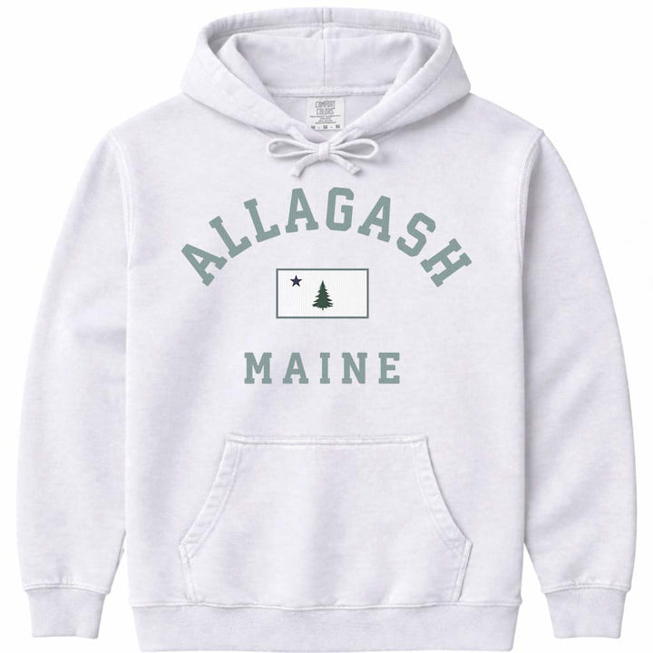 Allagash Maine Arched Flag Hoodie - White