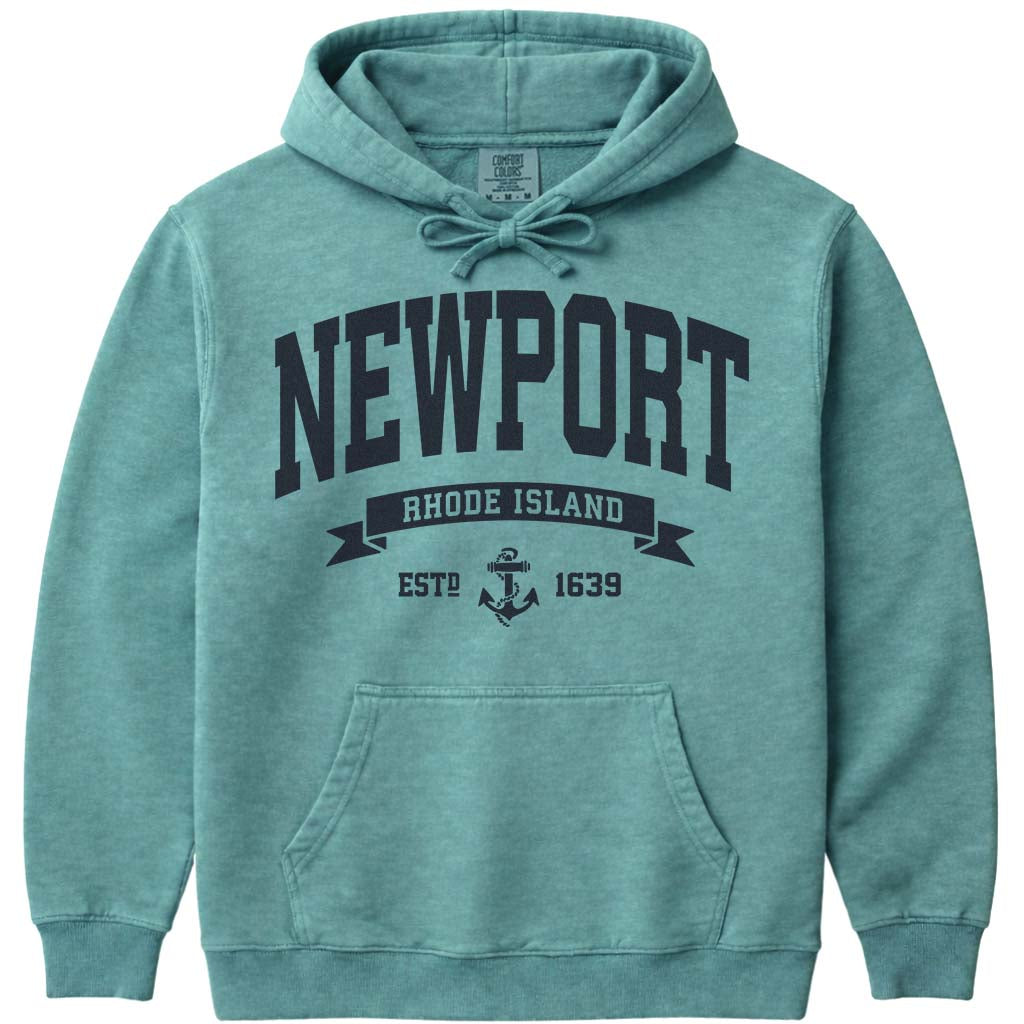 Anchor & Banner Newport Rhode Island Hoodie - Seafoam