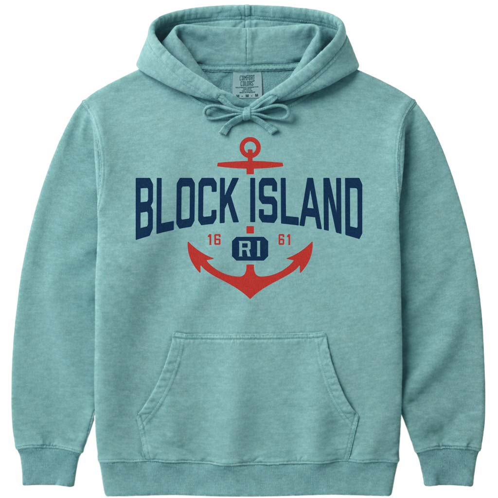Anchor Nautical Block Island Hoodie Sweatshirt - Seafoam