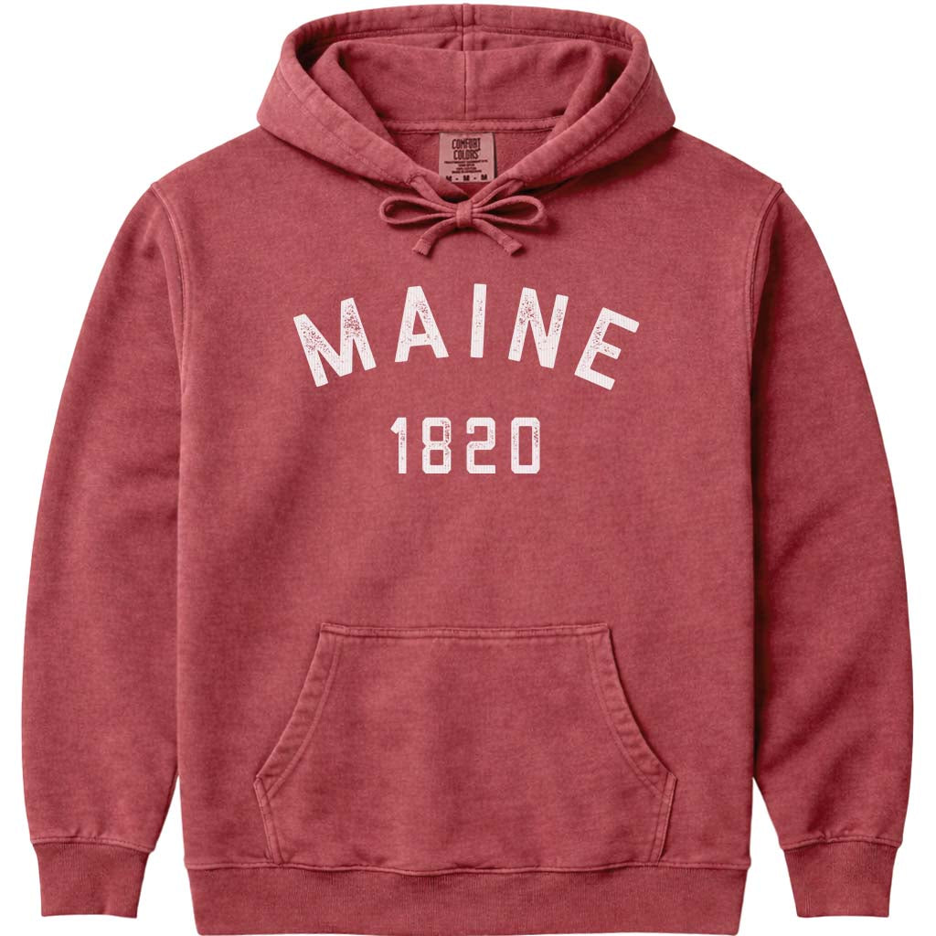 Antique Vintage Maine 1820 Hoodie Sweatshirt - Crimson