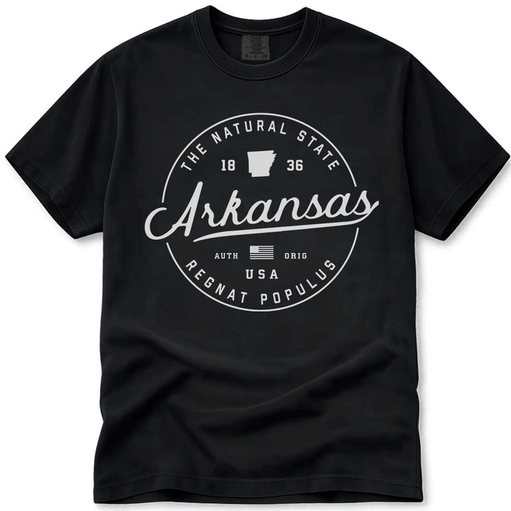 Arkansas T Shirt, The Natural State - Black