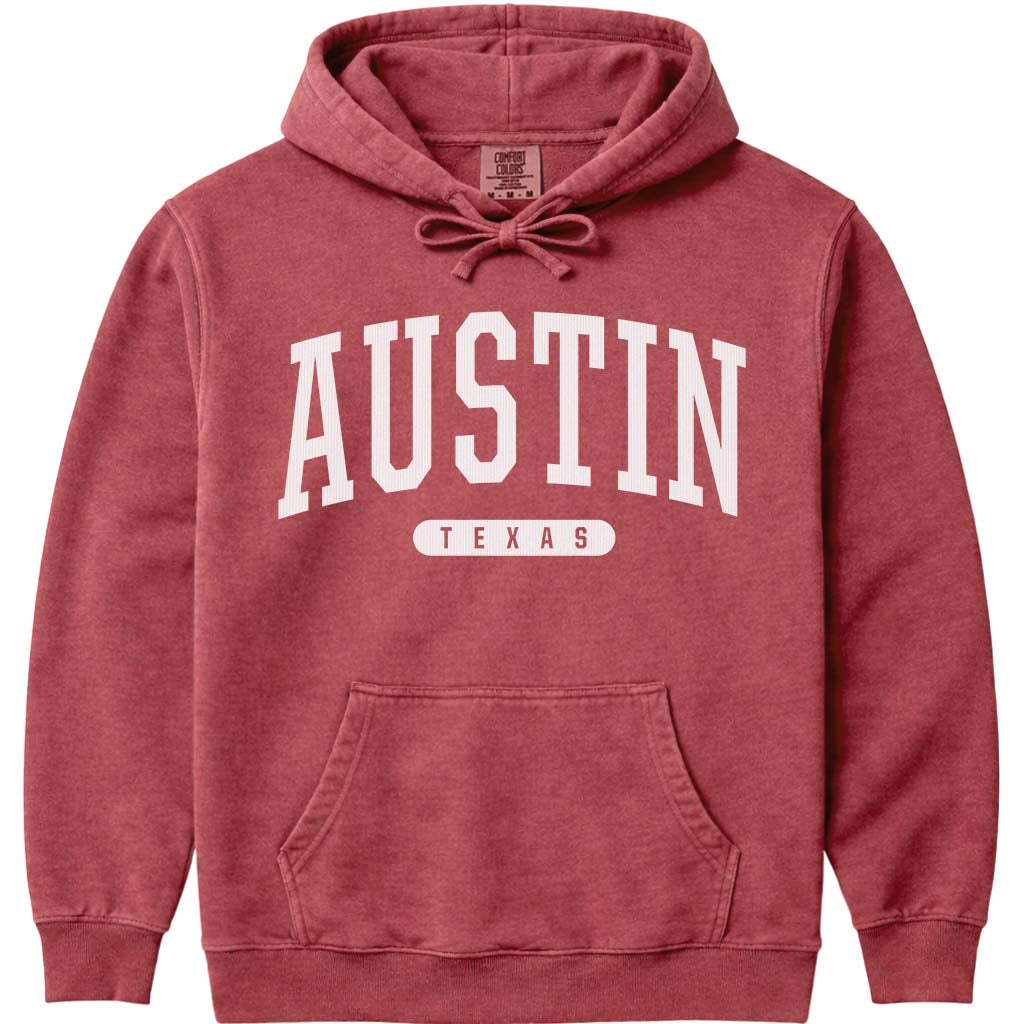 Austin Texas Hooded Sweatshirt - Crimson
