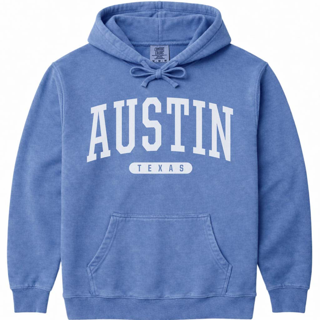 Austin Texas Hooded Sweatshirt - Flo Blue