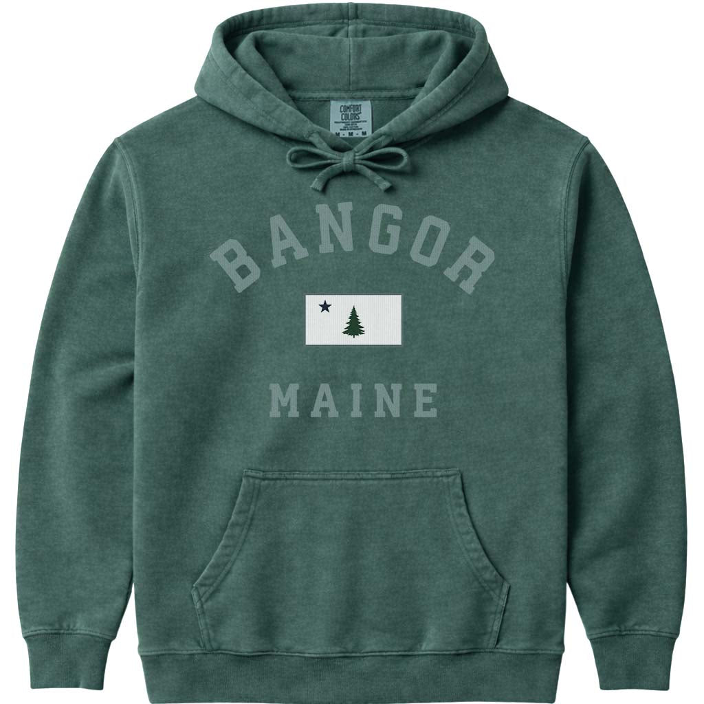 Bangor Maine Vintage Flag Sweatshirt - Blue Spruce