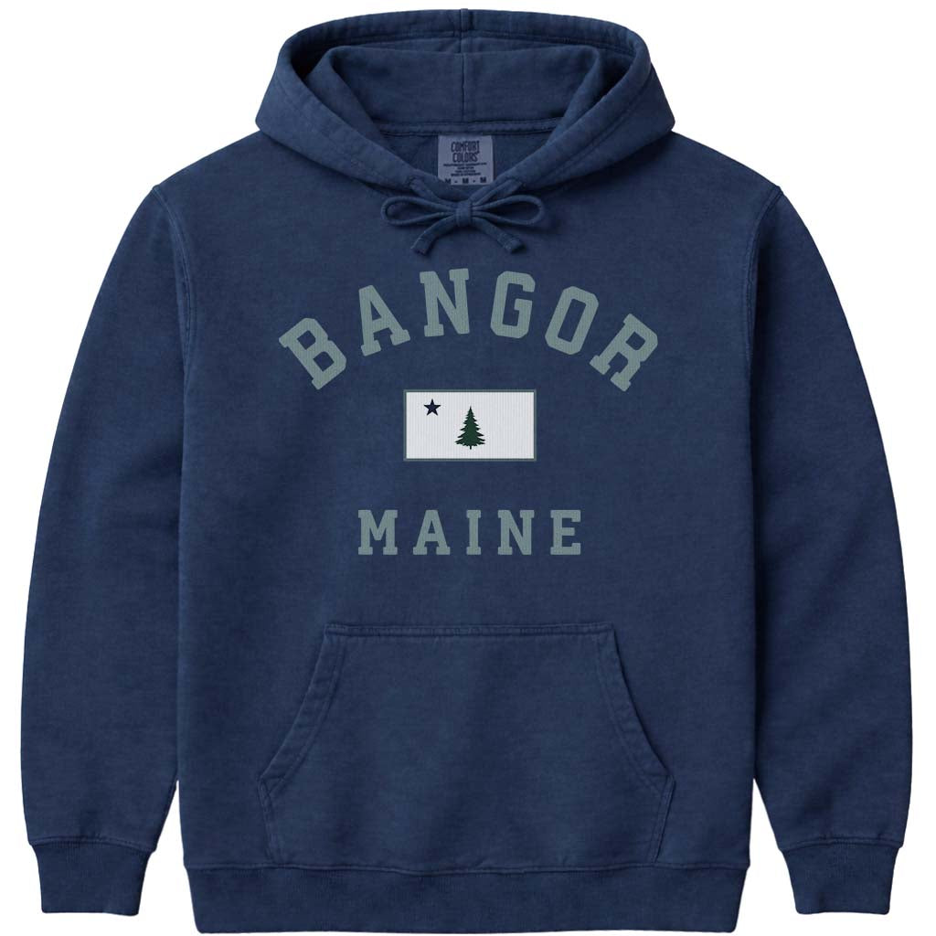 Bangor Maine Vintage Flag Sweatshirt - Navy