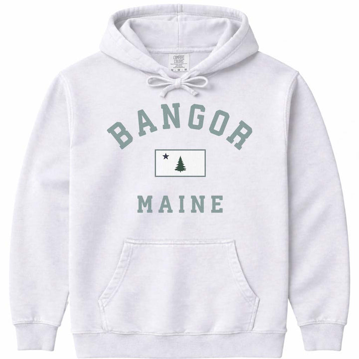 Bangor Maine Vintage Flag Sweatshirt - White