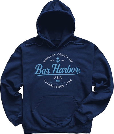 Navy Travel Vacation Bar Harbor Hoodie