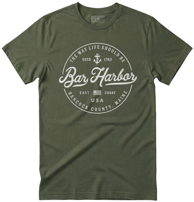 Military Green Bar Harbor Vacation Souvenir T-Shirt