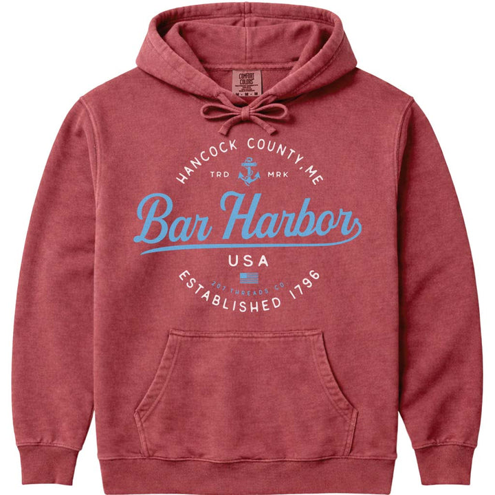 Bar Harbor Maine Vacation Hoodie - Crimson