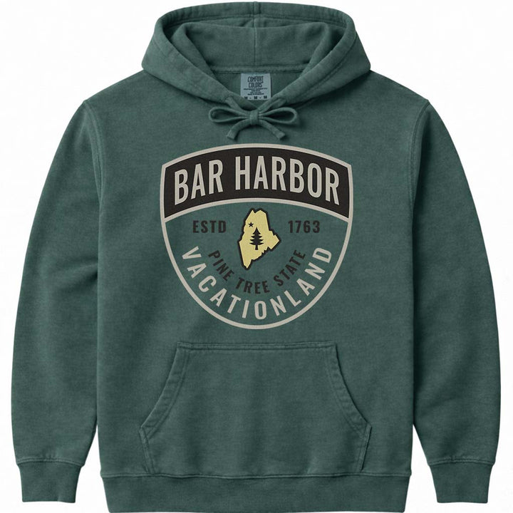 Bar Harbor Guide Badge Hooded Sweatshirt - Blue Spruce