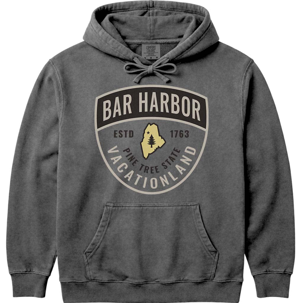 Bar Harbor Guide Badge Hooded Sweatshirt - Pepper