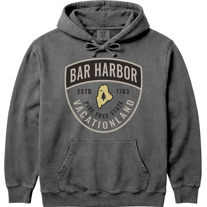Bar Harbor Guide Badge Hooded Sweatshirt - Pepper