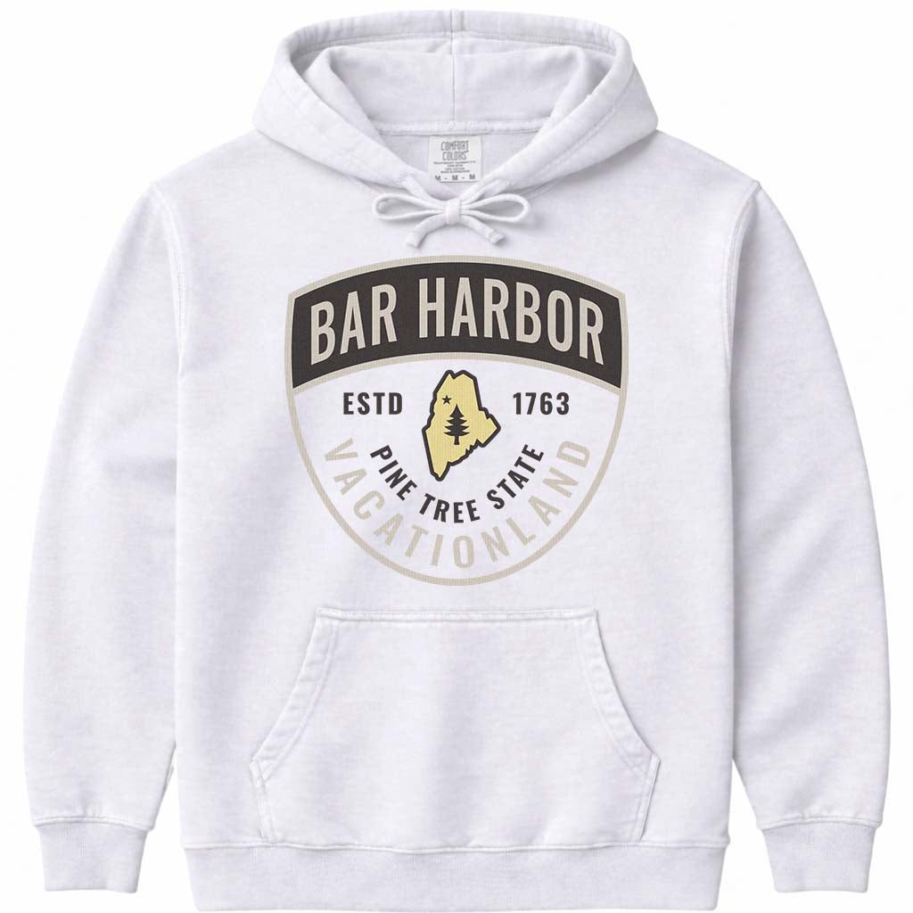 Bar Harbor Guide Badge Hooded Sweatshirt - White