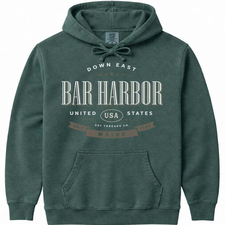 Bar Harbor Vacation Souvenir Hooded Sweatshirt - Blue Spruce
