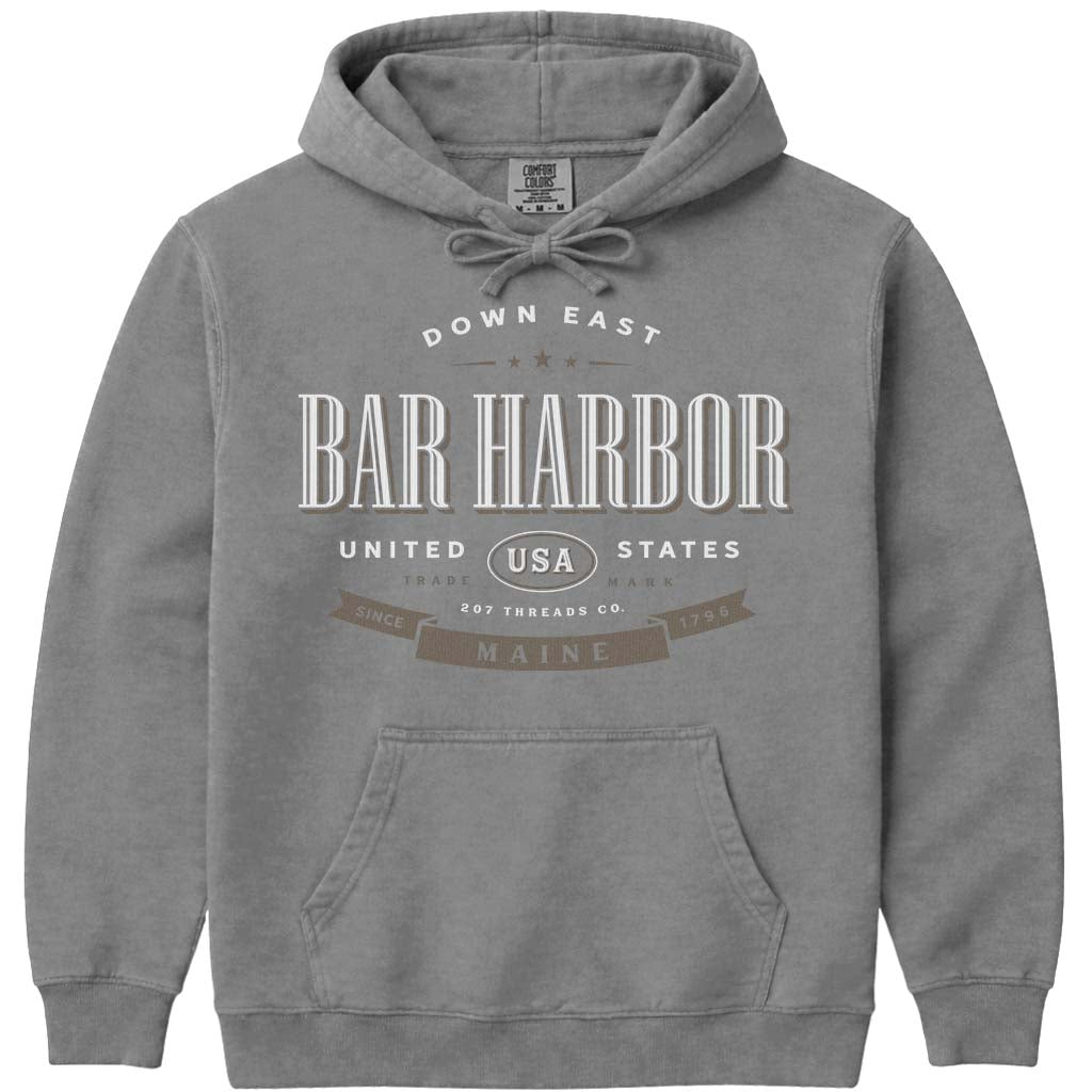 Bar Harbor Vacation Souvenir Hooded Sweatshirt - Grey