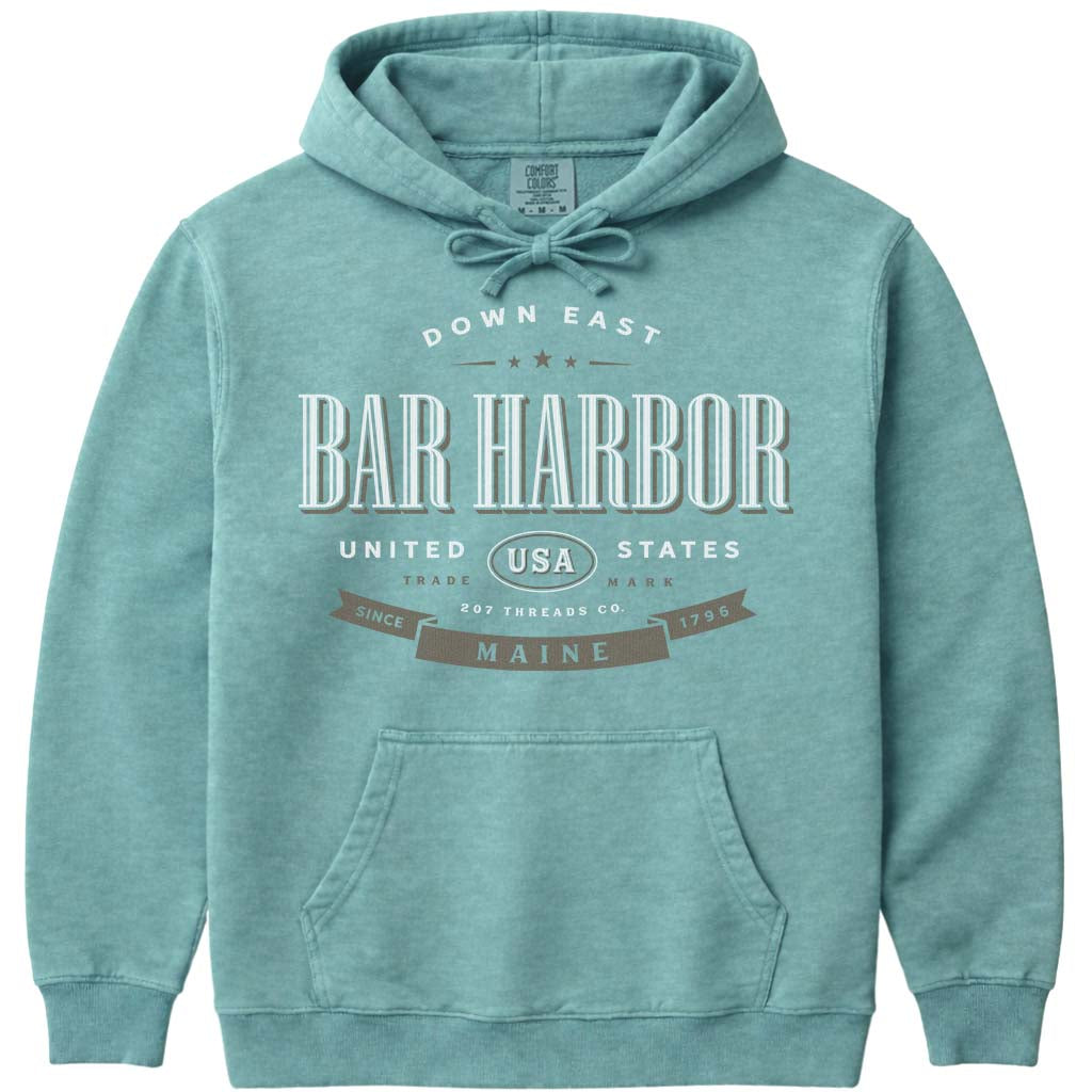 Bar Harbor Vacation Souvenir Hooded Sweatshirt - Seafoam