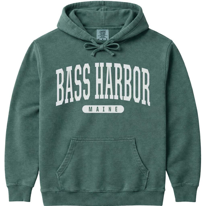 Vintage College Bass Harbor Maine Hoodie - Blue Spruce