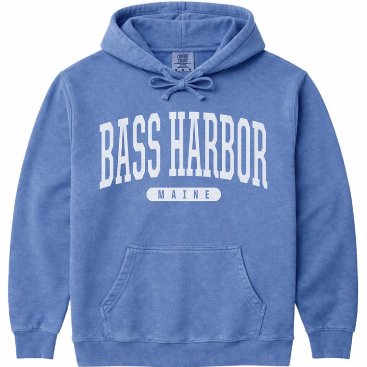 Vintage College Bass Harbor Maine Hoodie - Flo Blue