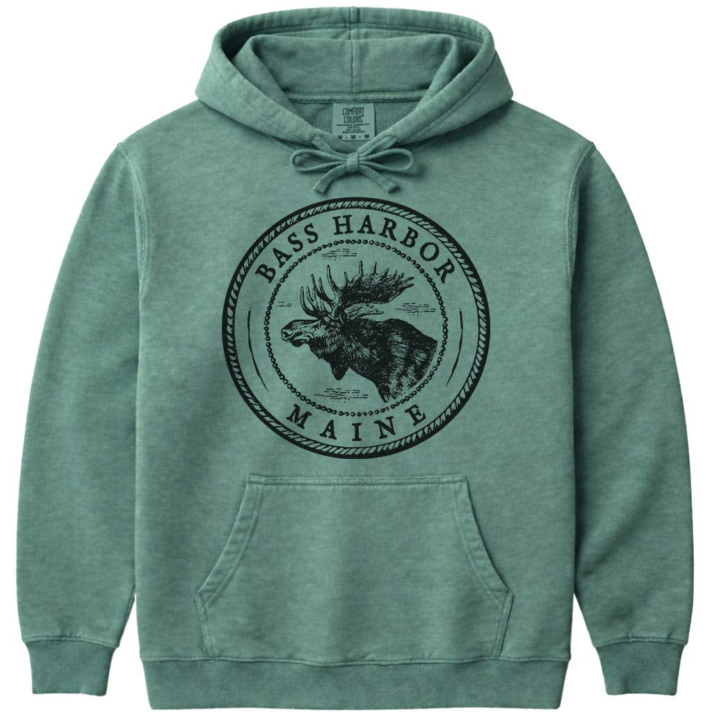 Vintage Bass Harbor Maine Hoodie - Light Green