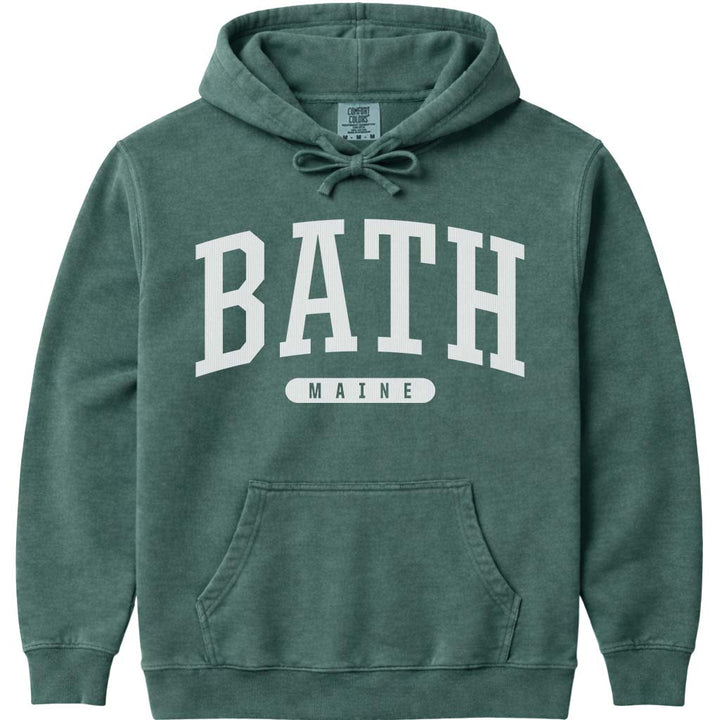 Vintage College Bath Maine Hooded Sweatshirt - Blue Spruce