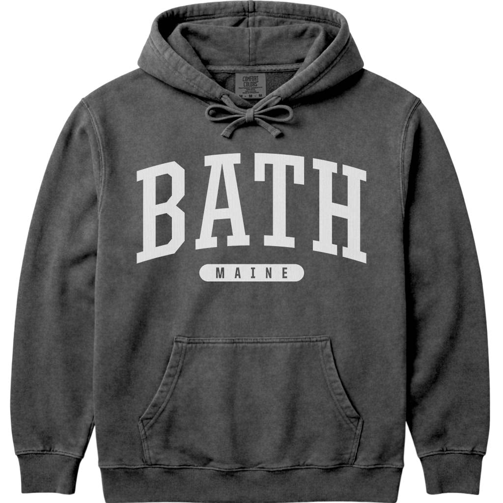 Vintage College Bath Maine Hooded Sweatshirt - Pepper