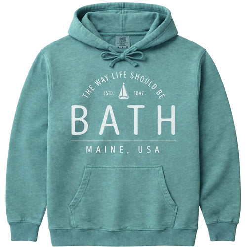 Bath Maine Sailboat Icon Hooded Sweatshirt