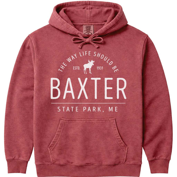 Baxter State Park Moose Icon Pullover Hoodie - Crimson