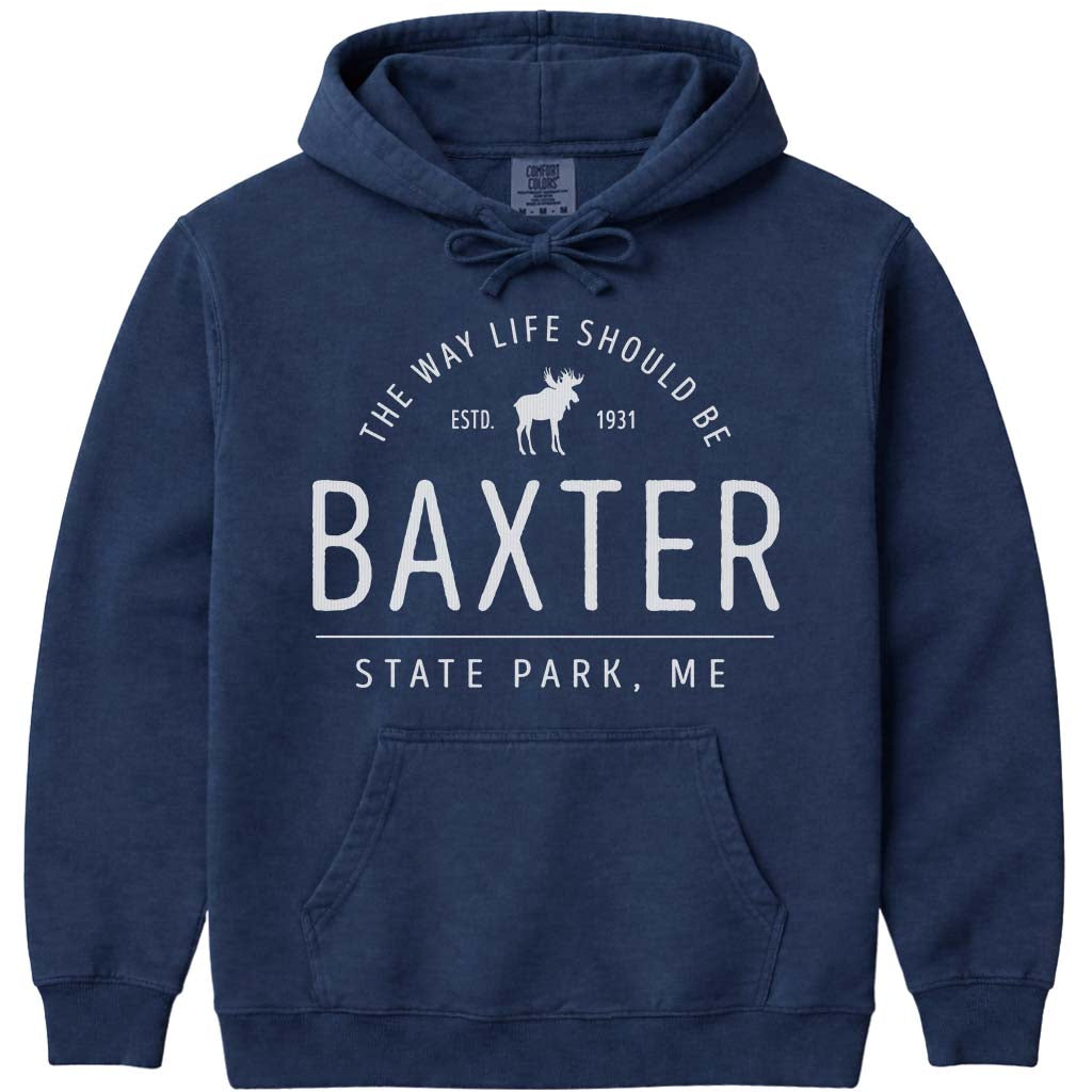 Baxter State Park Moose Icon Pullover Hoodie - Navy
