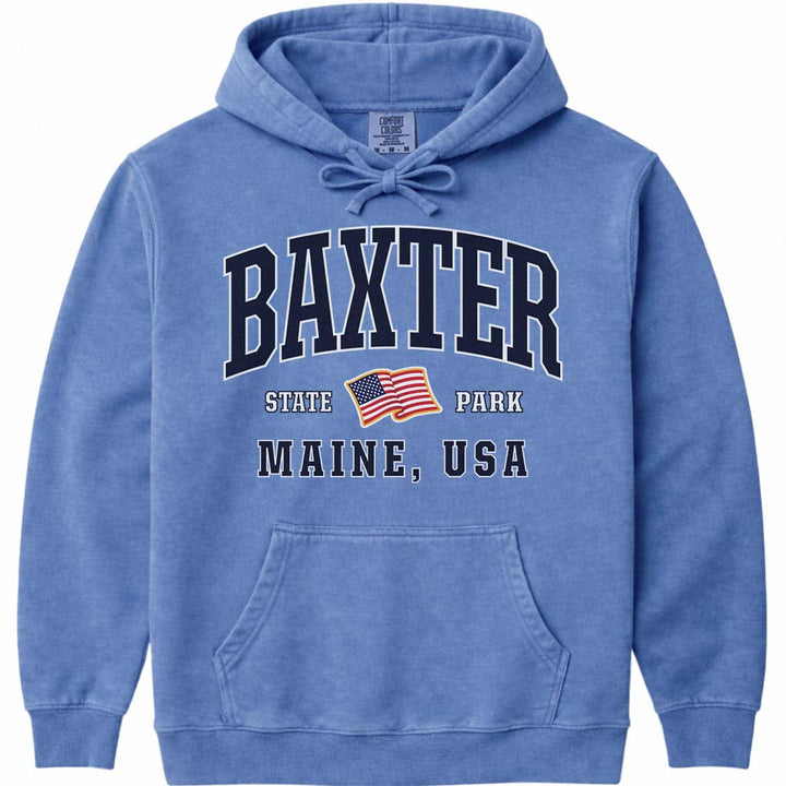 Baxter State Park USA Flag Hoodie - Flo Blue
