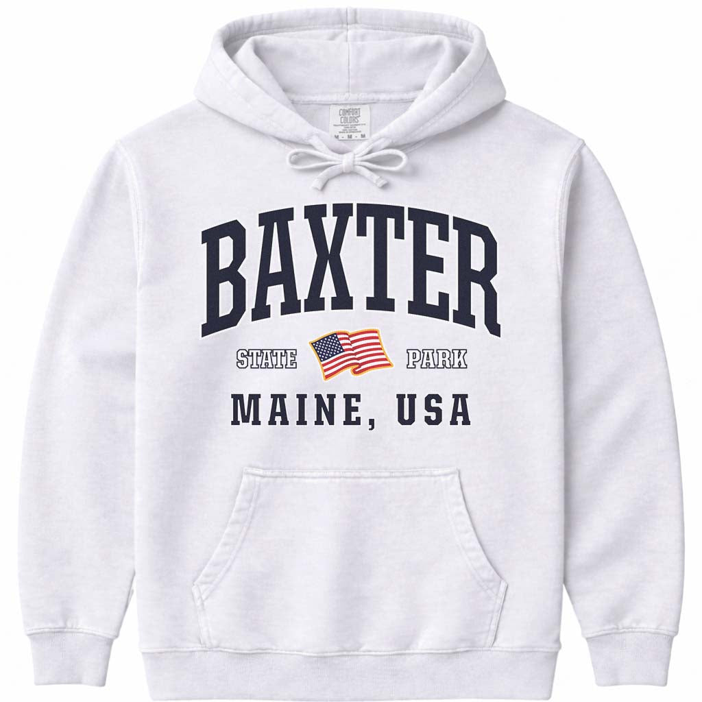 Baxter State Park USA Flag Hoodie - White