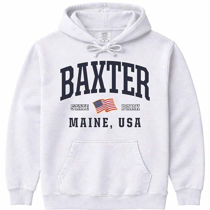 Baxter State Park USA Flag Hoodie - White