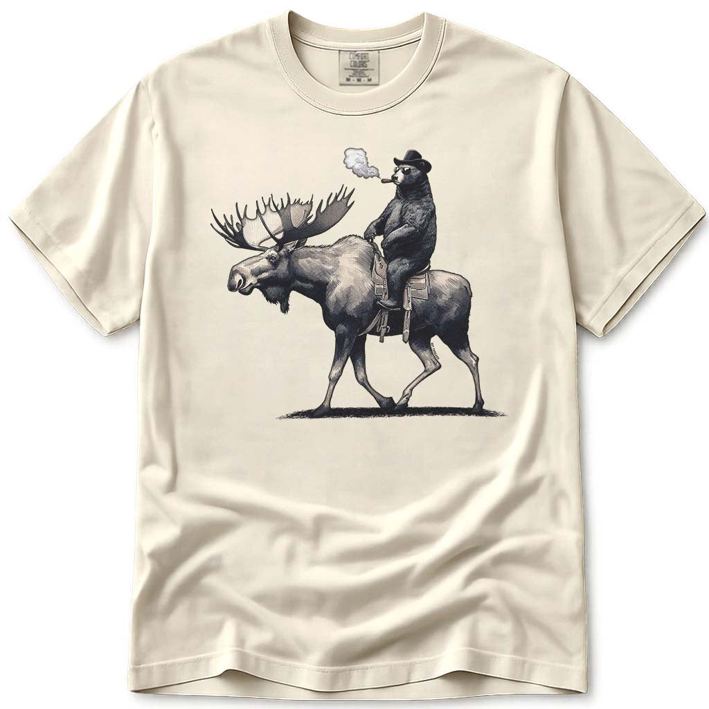 Bear Back Moose Rides T Shirt - Ivory