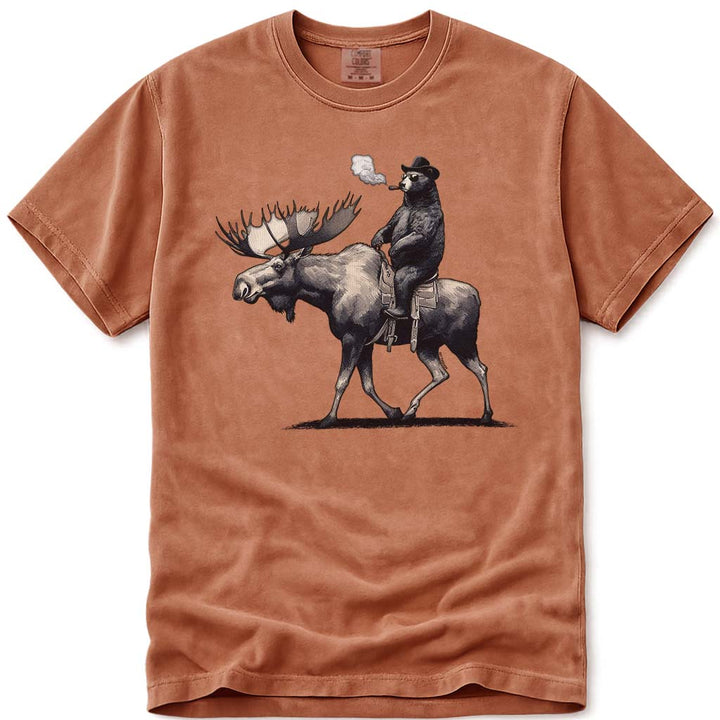 Bear Back Moose Rides T Shirt - Yam