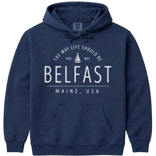 Belfast Sailboat Hoodie, Maine Coastal Sweatshirt