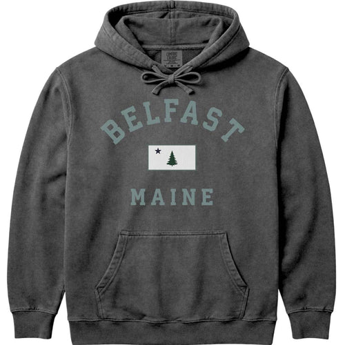 Belfast Maine Arched Flag Hooded Sweatshirt