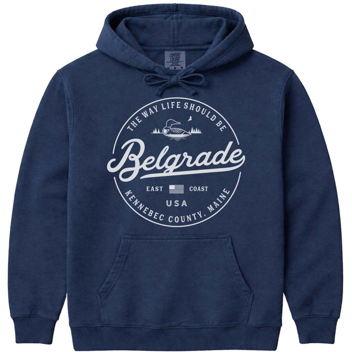 Belgrade Lakes Maine Travel Hoodie Sweatshirt - Navy