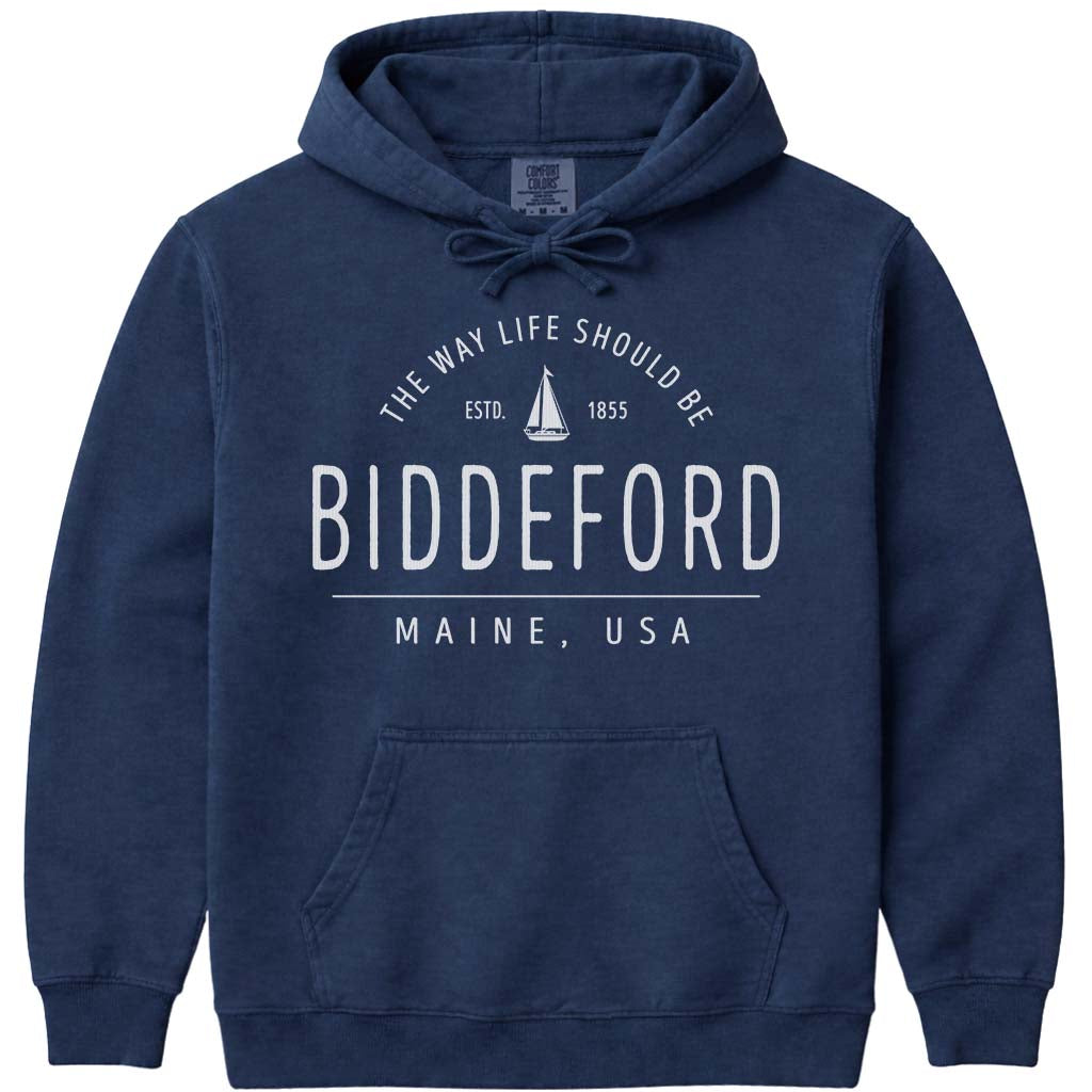 Biddeford Maine Sailboat Sweatshirt - Navy