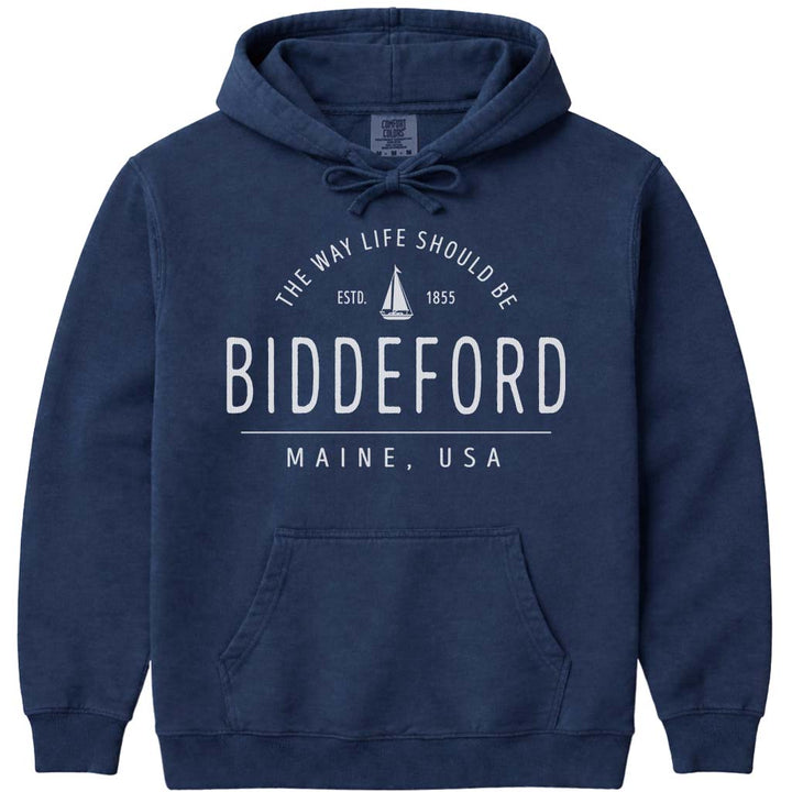 Biddeford Maine Sailboat Sweatshirt - Navy