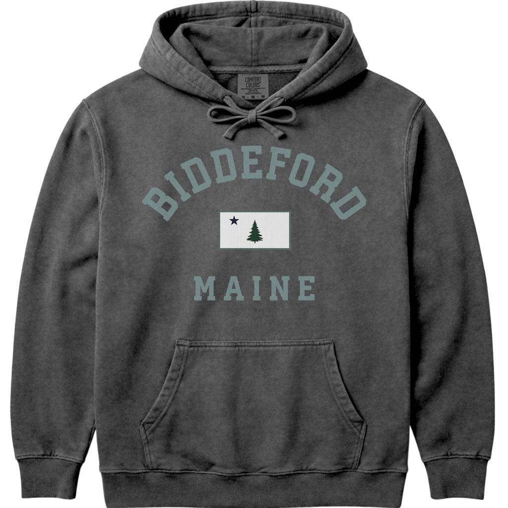 Old School Biddeford Maine Flag Sweatshirt - Pepper