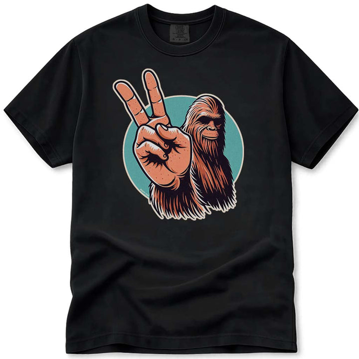 Bigfoot Peace Sign Sasquatch T-Shirt - Black