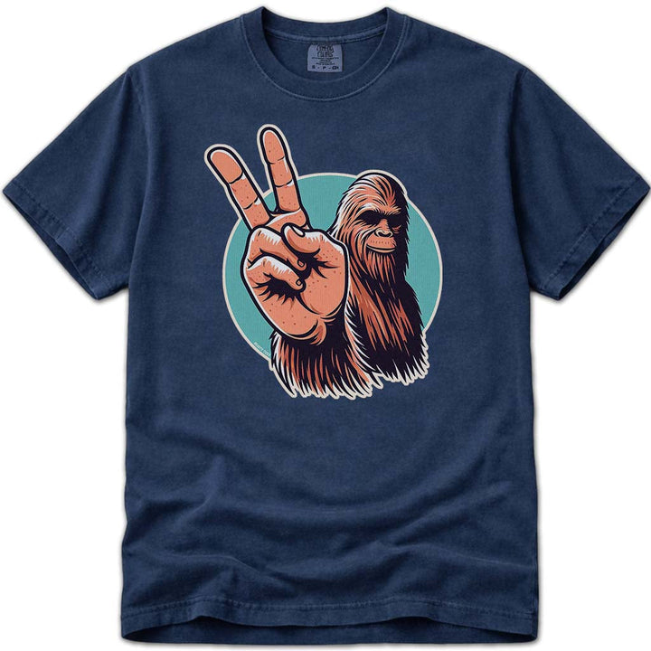 Bigfoot Peace Sign Sasquatch T-Shirt - Navy