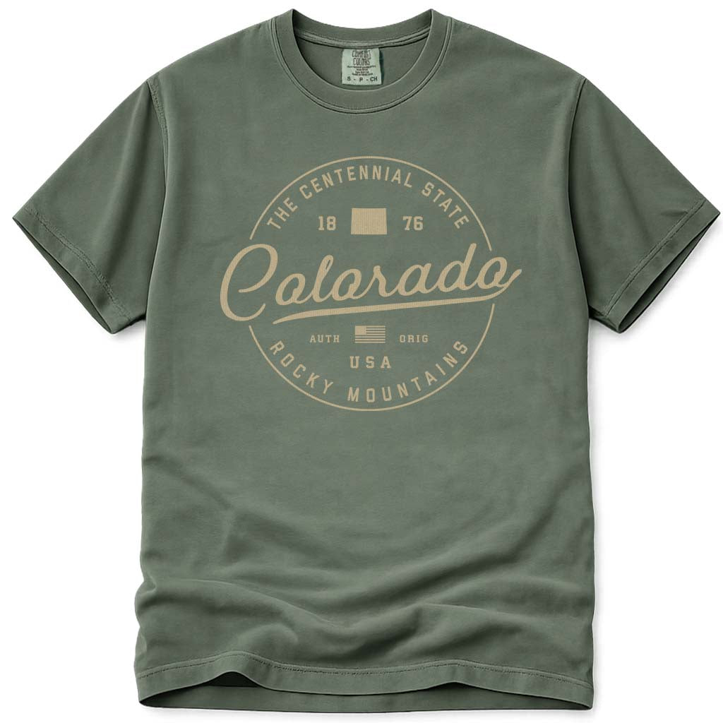 Black & Gold Colorado Vacation Shirt - Moss