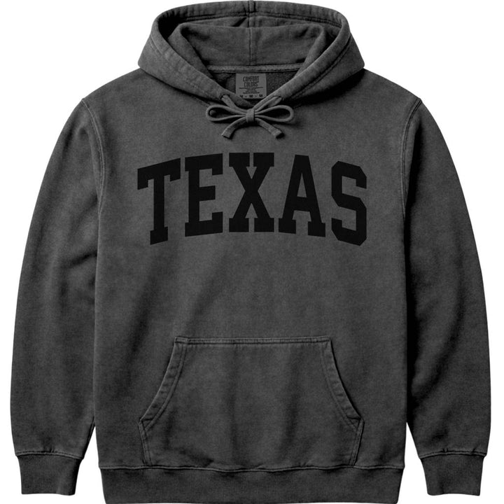 Black on Black Texas Hoodie Sweatshirt - Pepper