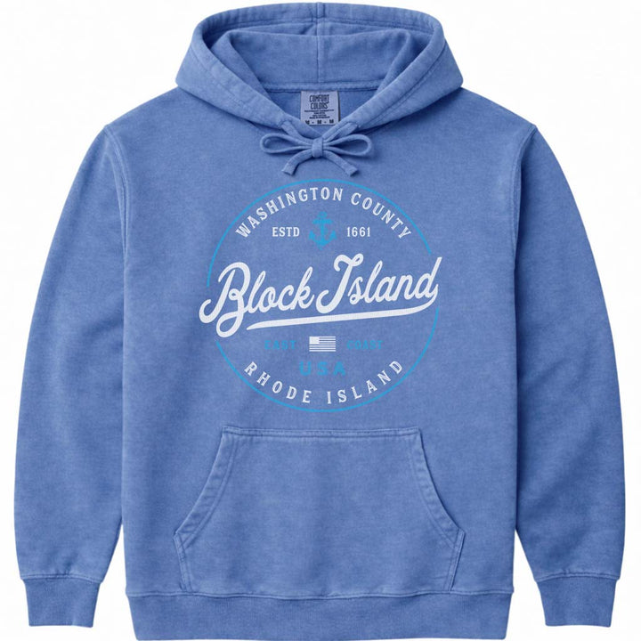 Block Island Coastal Hoodie Sweatshirt - Flo Blue